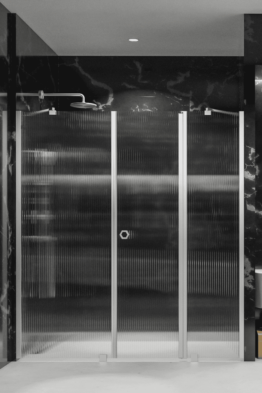 Duschvägg för nisch Hietakari Forma 319, aluminiumram, klart glas
