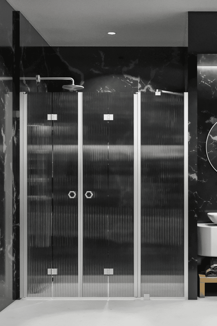 Duschvägg för nisch Hietakari Forma 327, aluminiumram, klart glas