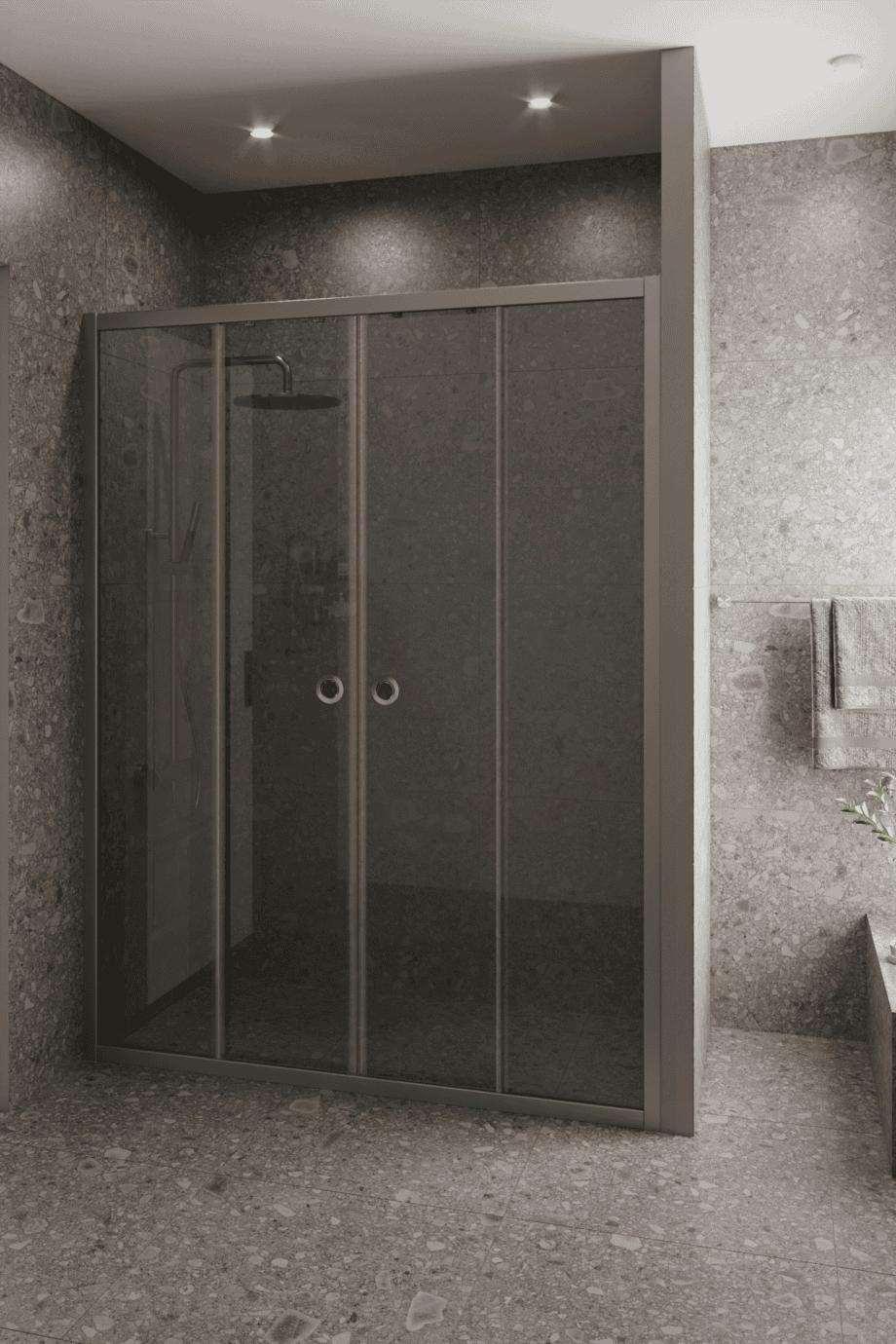 Duschvägg för nisch Hietakari Forma 464, aluminiumram, grått tonat glas Duschvägg för nisch Hietakari Forma 464, aluminiumram, grått tonat glas