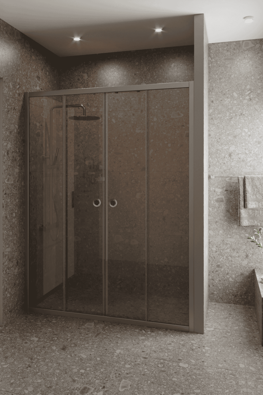 Duschvägg för nisch Hietakari Forma 464, aluminiumram, bronsfärgat glas Duschvägg för nisch Hietakari Forma 464, aluminiumram, bronsfärgat glas