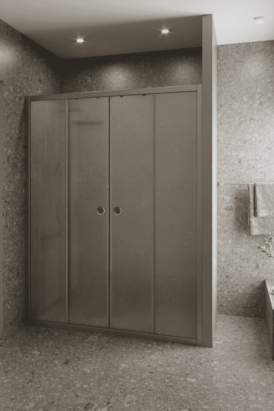 Duschvägg för nisch Hietakari Forma 464, aluminiumram, satinerat glas Duschvägg för nisch Hietakari Forma 464, aluminiumram, satinerat glas