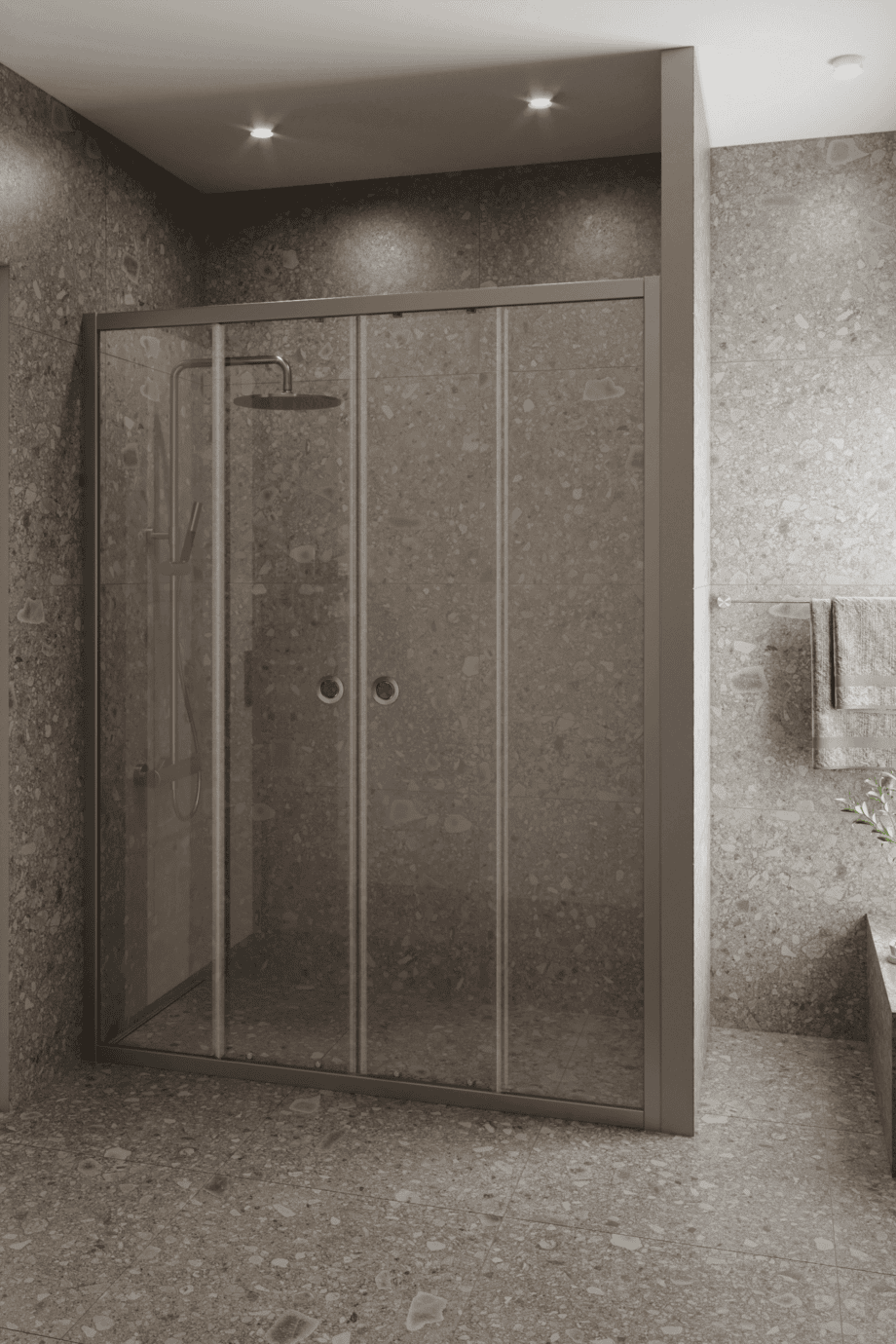 Duschvägg för nisch Hietakari Forma 464, aluminiumram, extra klart glas Duschvägg för nisch Hietakari Forma 464, aluminiumram, extra klart glas