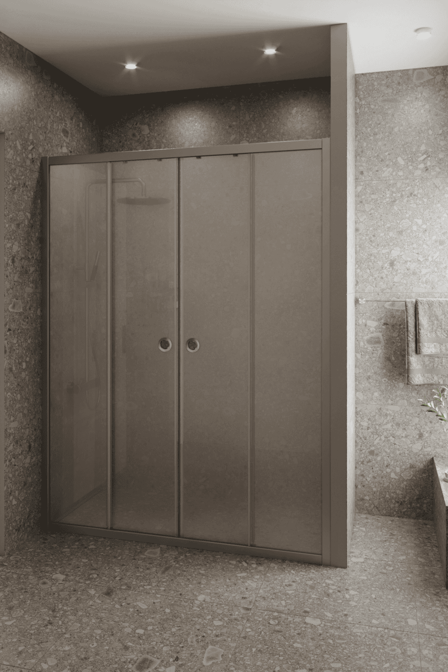 Duschvägg för nisch Hietakari Forma 464, aluminiumram, extra klart satinerat glas Duschvägg för nisch Hietakari Forma 464, aluminiumram, extra klart satinerat glas