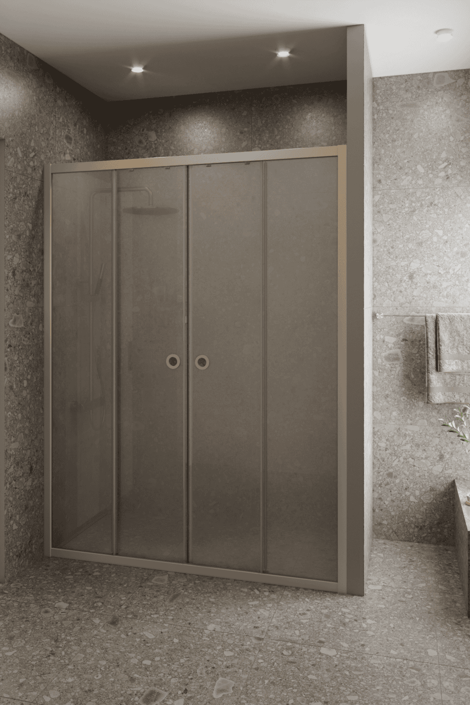 Duschvägg för nisch Hietakari Forma 464, Sand-ram, satinerat glas Duschvägg för nisch Hietakari Forma 464, Sand-ram, satinerat glas