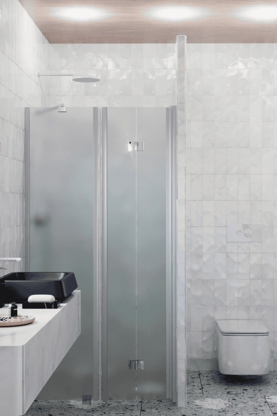 Duschvägg för nisch Hietakari Infinia 238, aluminiumram, satinerat glas Duschvägg för nisch Hietakari Infinia 238, aluminiumram, satinerat glas