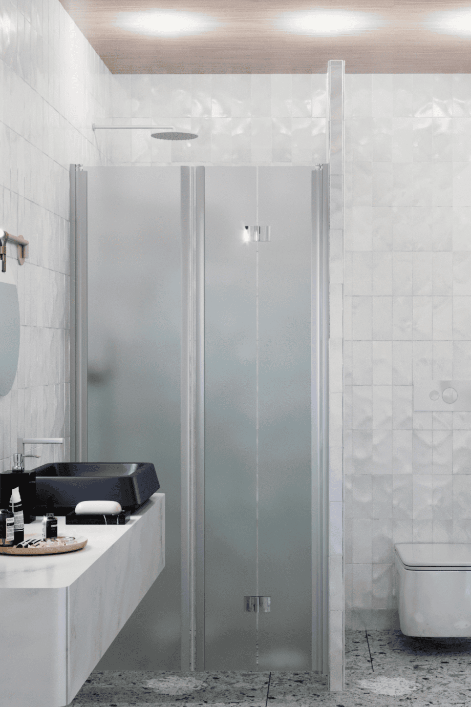 Duschvägg för nisch Hietakari Infinia 242, aluminiumram, satinerat glas Duschvägg för nisch Hietakari Infinia 242, aluminiumram, satinerat glas