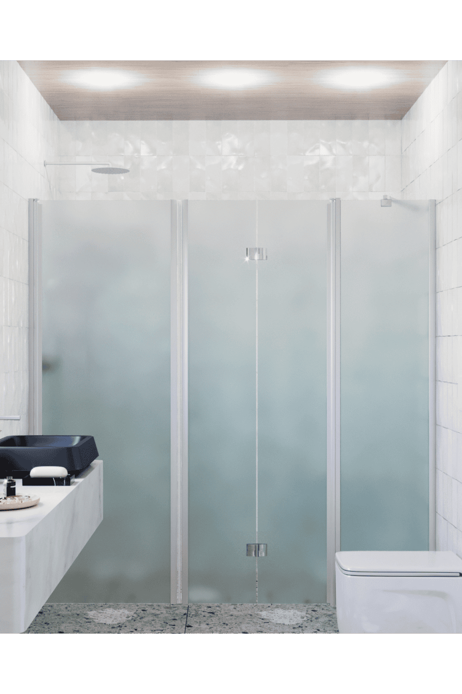 Duschvägg för nisch Hietakari Infinia 244, aluminiumram, satinerat glas Duschvägg för nisch Hietakari Infinia 244, aluminiumram, satinerat glas
