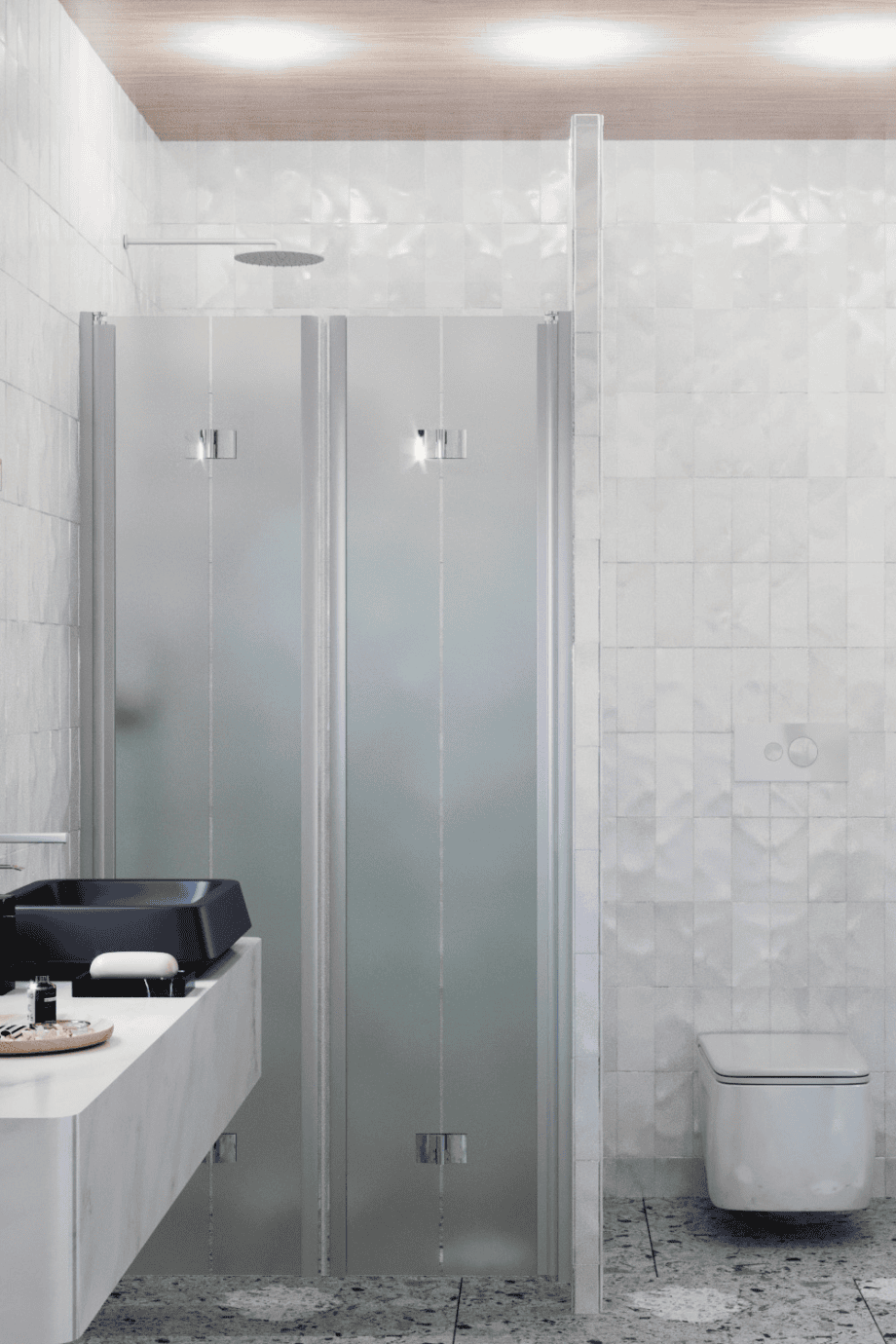 Duschvägg för nisch Hietakari Infinia 245, aluminiumram, satinerat glas Duschvägg för nisch Hietakari Infinia 245, aluminiumram, satinerat glas