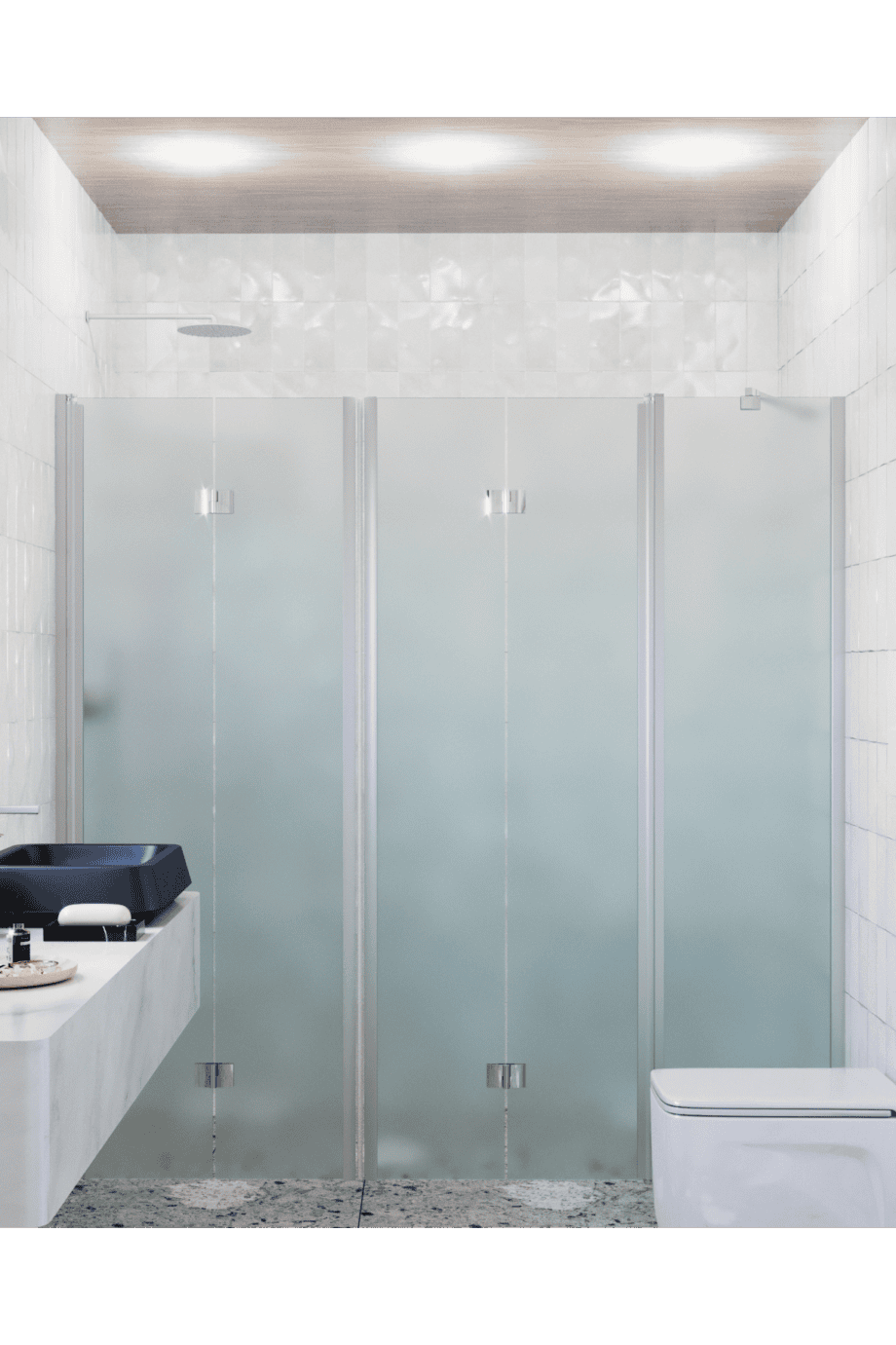 Duschvägg för nisch Hietakari Infinia 247, aluminiumram, satinerat glas Duschvägg för nisch Hietakari Infinia 247, aluminiumram, satinerat glas