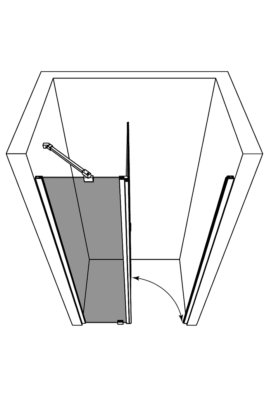 Svängbar duschdörr med fast del och väggmagnet Hietakari Forma 384 – 4