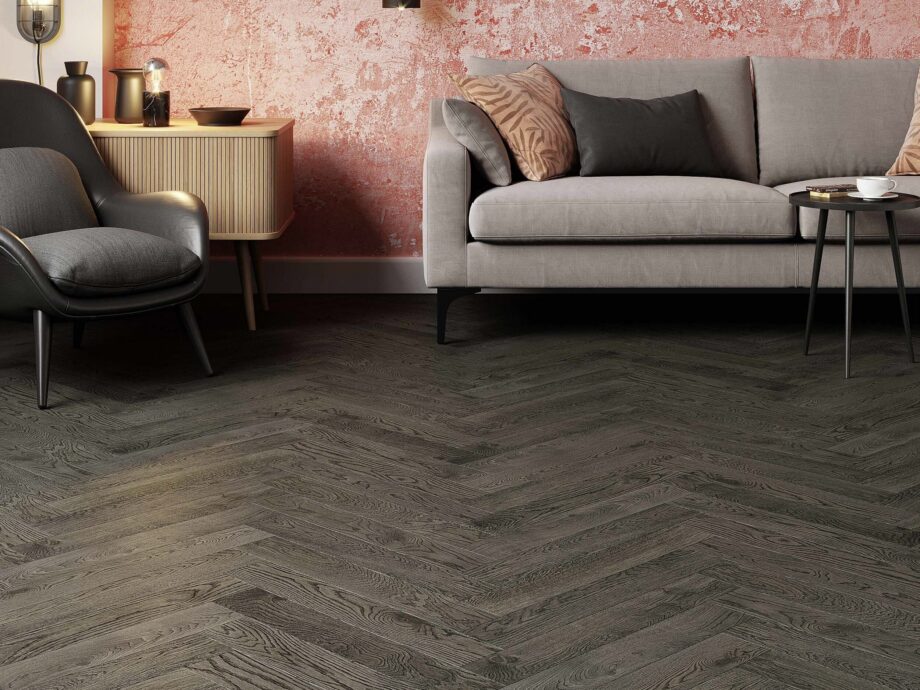 Fiskbensparkett ek Esta BC Lava Grey extra mattlackad – 3