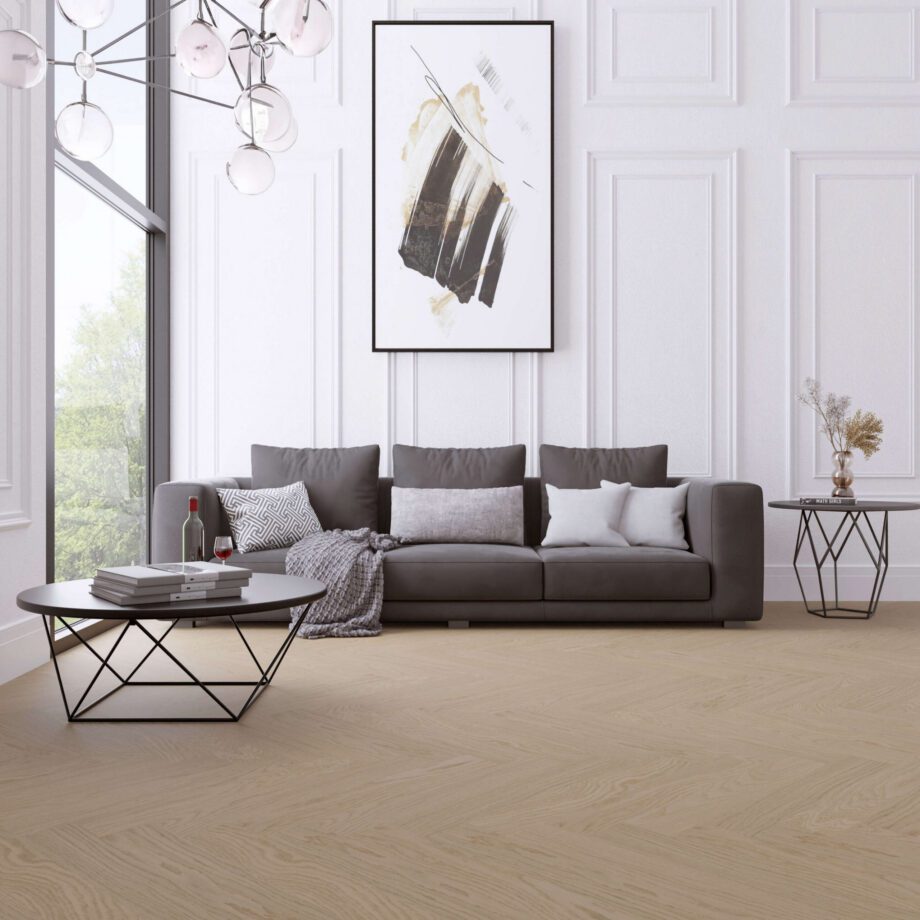 Fiskbensparkett ek Esta Nova Eco Elite Dazy extra mattlackad – närbild Fiskbensparkett ek Esta Nova Eco Elite Dazy extra mattlackad – 3