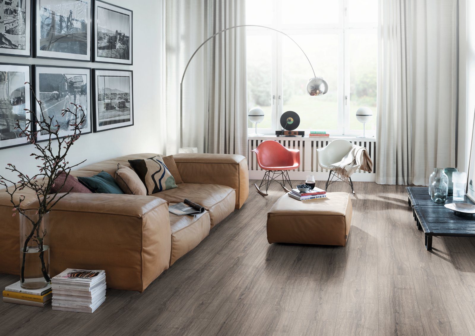Laminatgolv Egger grå Sherman-ek, Aqua+, bred planka 8 mm – 2