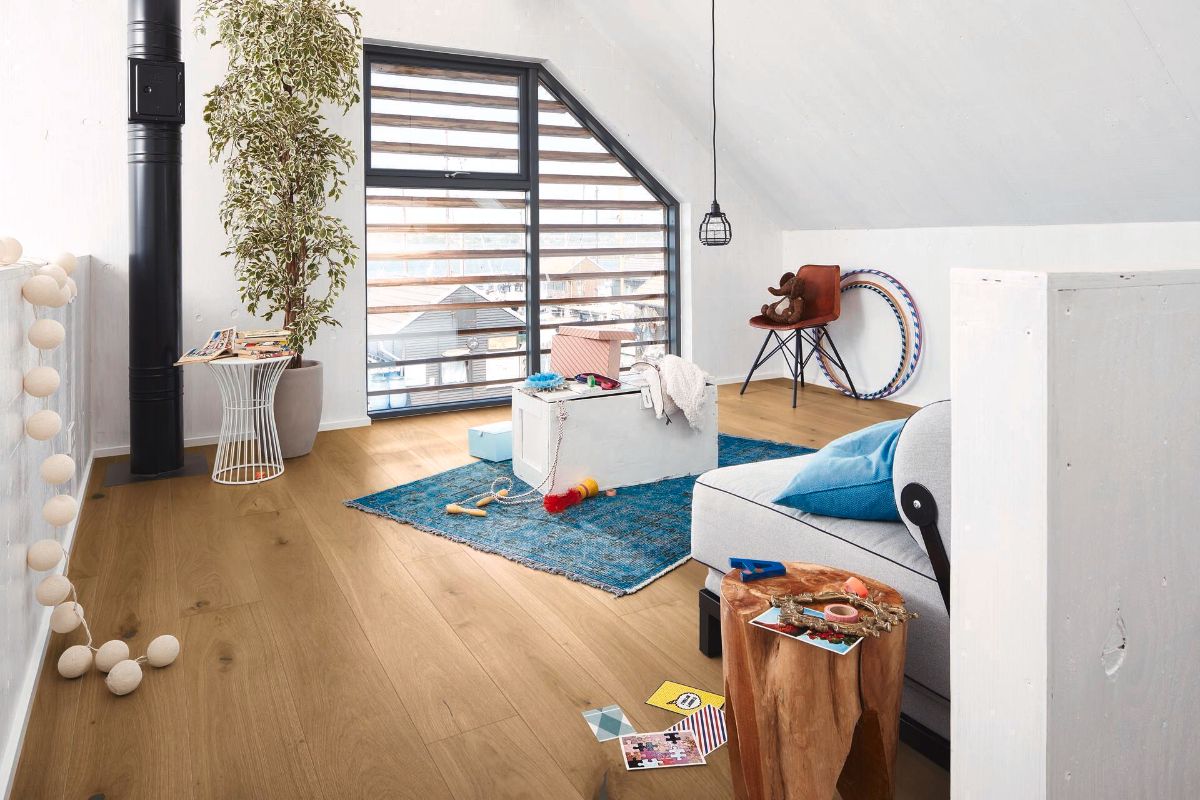 Ekparkett Meister, Longlife PD 400, Authentic greige oak 09019, 1-stav, 2200 x 180 mm, borstad, ultramatt lack