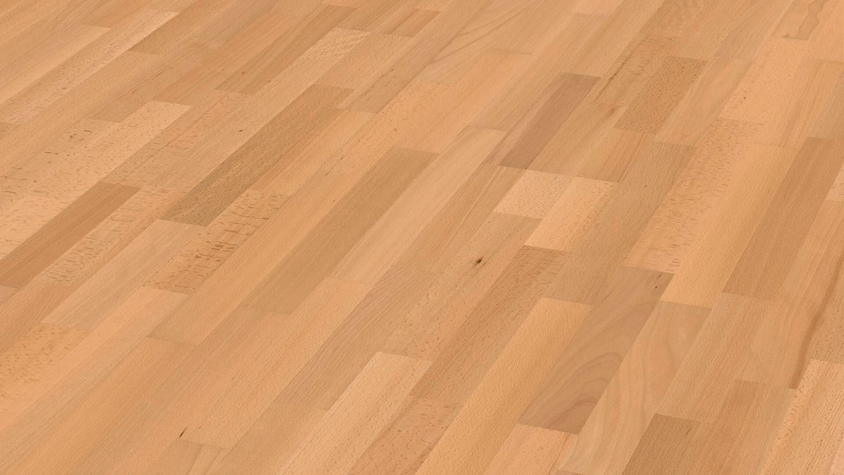 Bokparkett Meister, Longlife PC 200, Steamed beech harmonious 09045, 3-stav, 2400 x 200 mm, borstad, ultramatt lack
