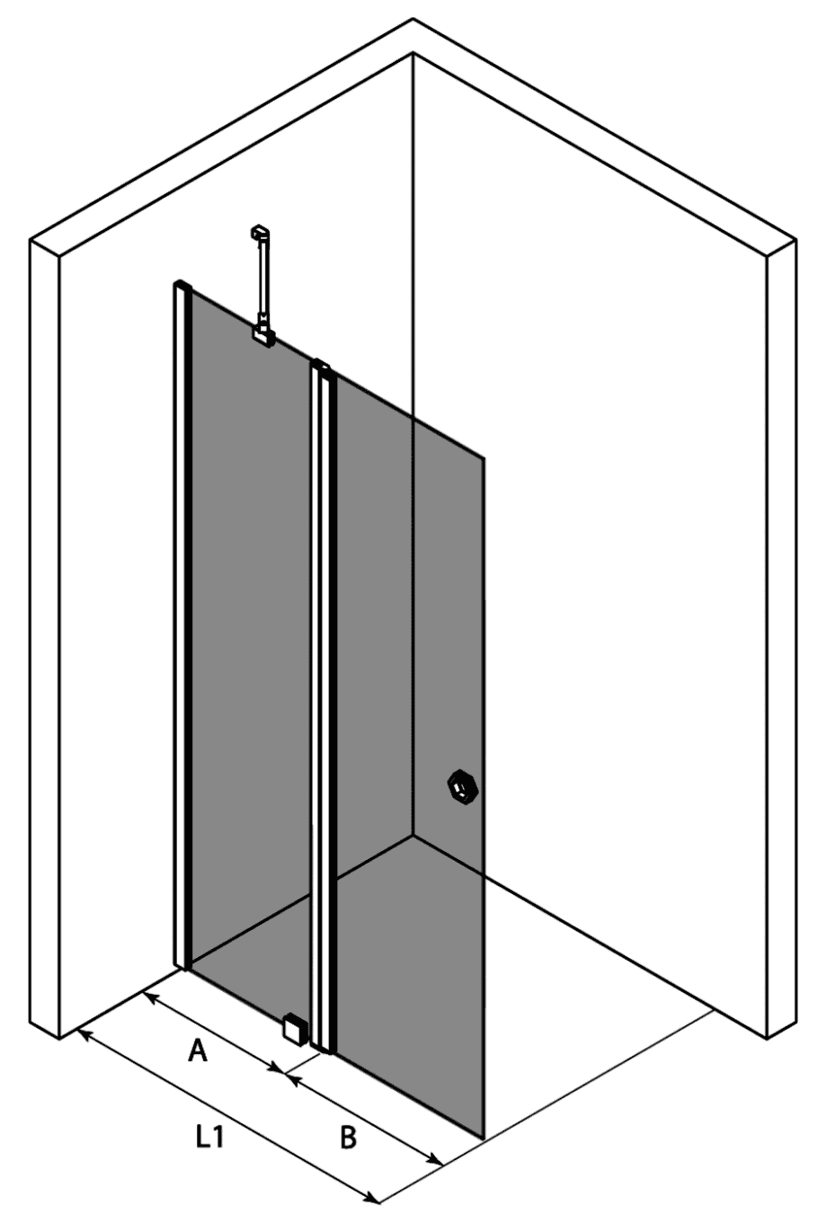 Svängbar duschvägg med fast del Hietakari Forma 304 – bild 3 Svängbar duschvägg med fast del Hietakari Forma 304 – 3