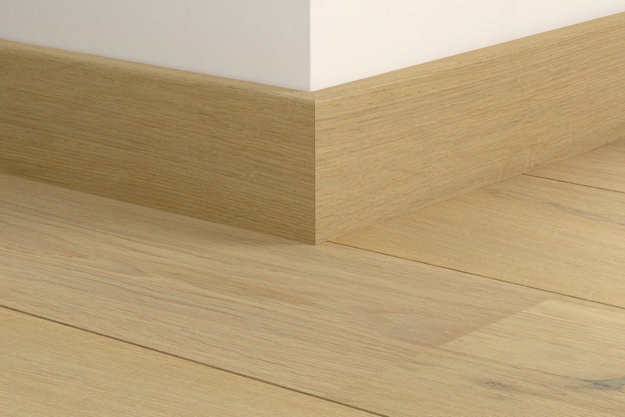 Vattenresistent trälist Quick-Step Pearl White Oak Extra Matt för parkett, fanerad, 16x80x2400 mm
