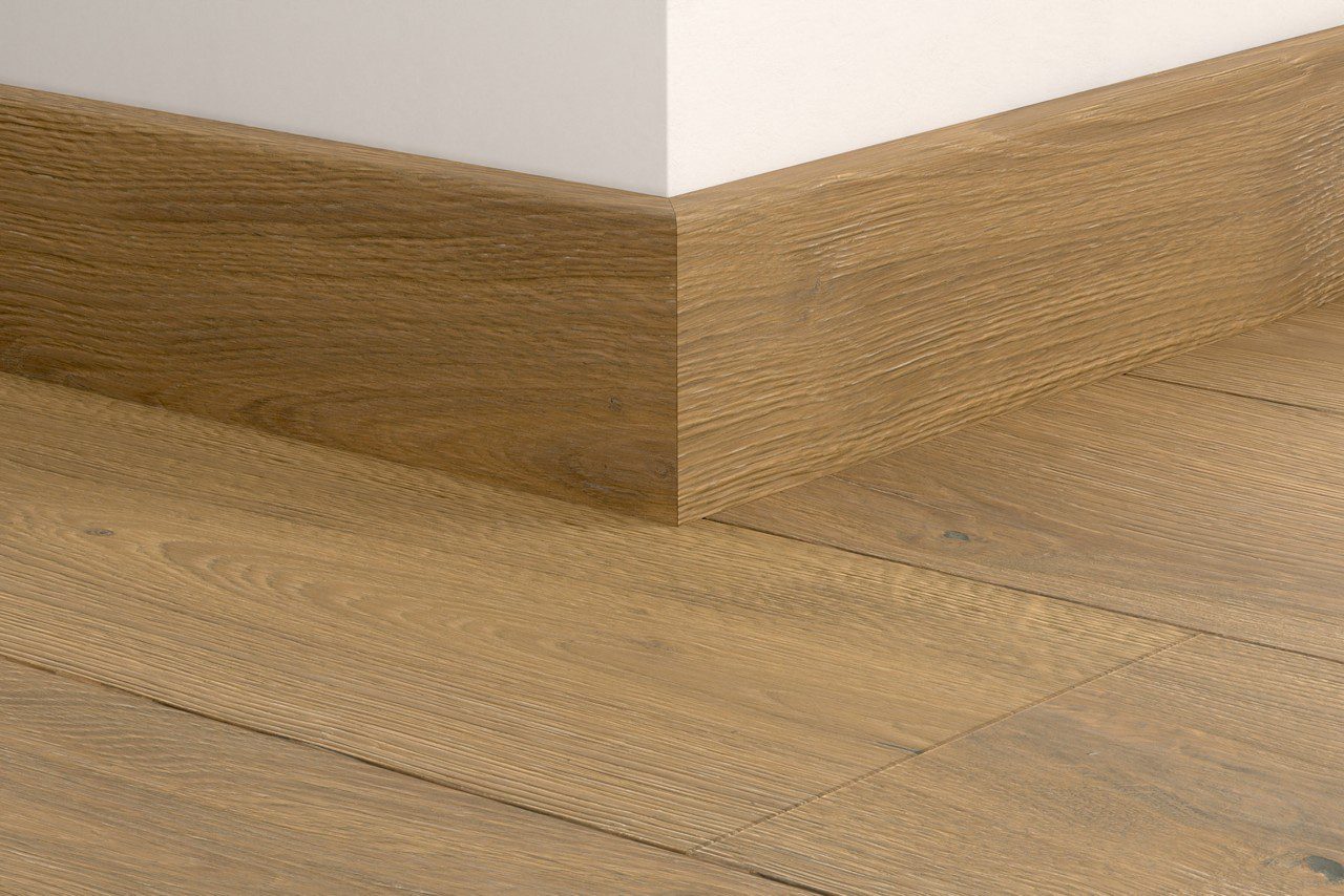 Vattenresistent trälist Quick-Step Mustard Oak Extra Matt för parkett, fanerad, 16x80x2400 mm