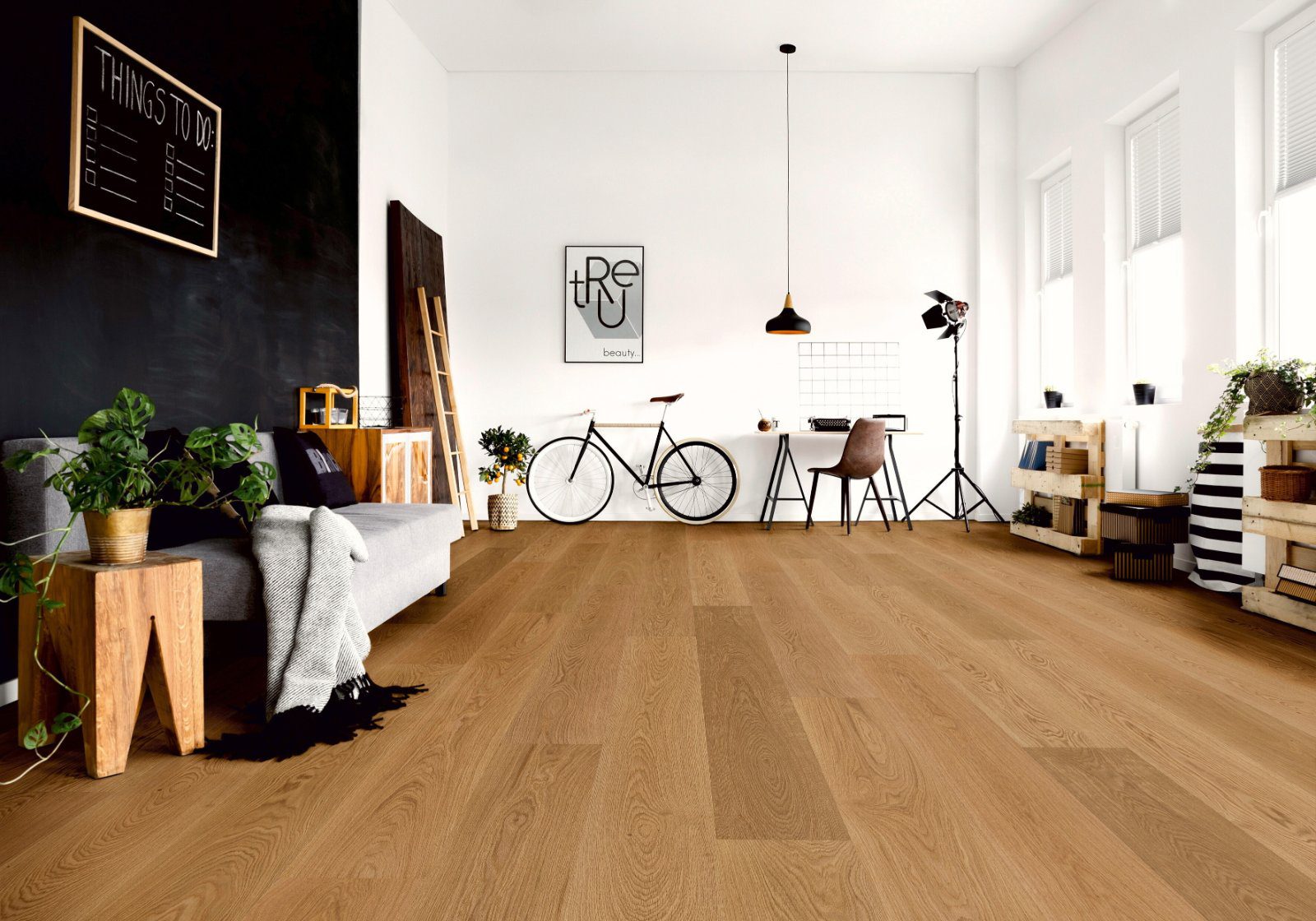 Ekparkett Thede & Witte Boston XL, natur, borstad, oljad, 1-stav, 2200 x 260 x 15 mm