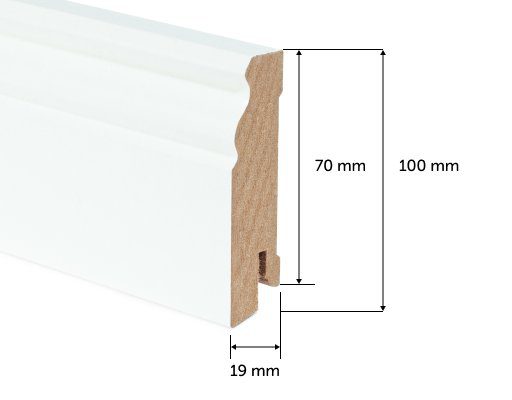 Golvsockel Thede & Witte Hamburger Profil 100, vit, 18 x 100 x 2500 mm