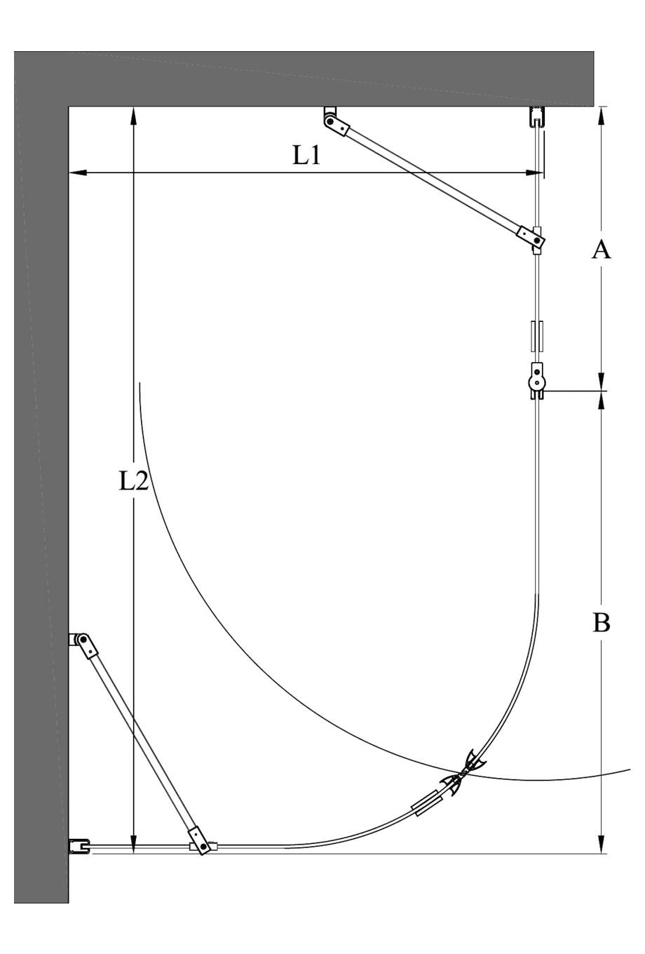 Rund duschhörna Hietakari Infinia 267, fast vägg + svängdörr med fast del – 2