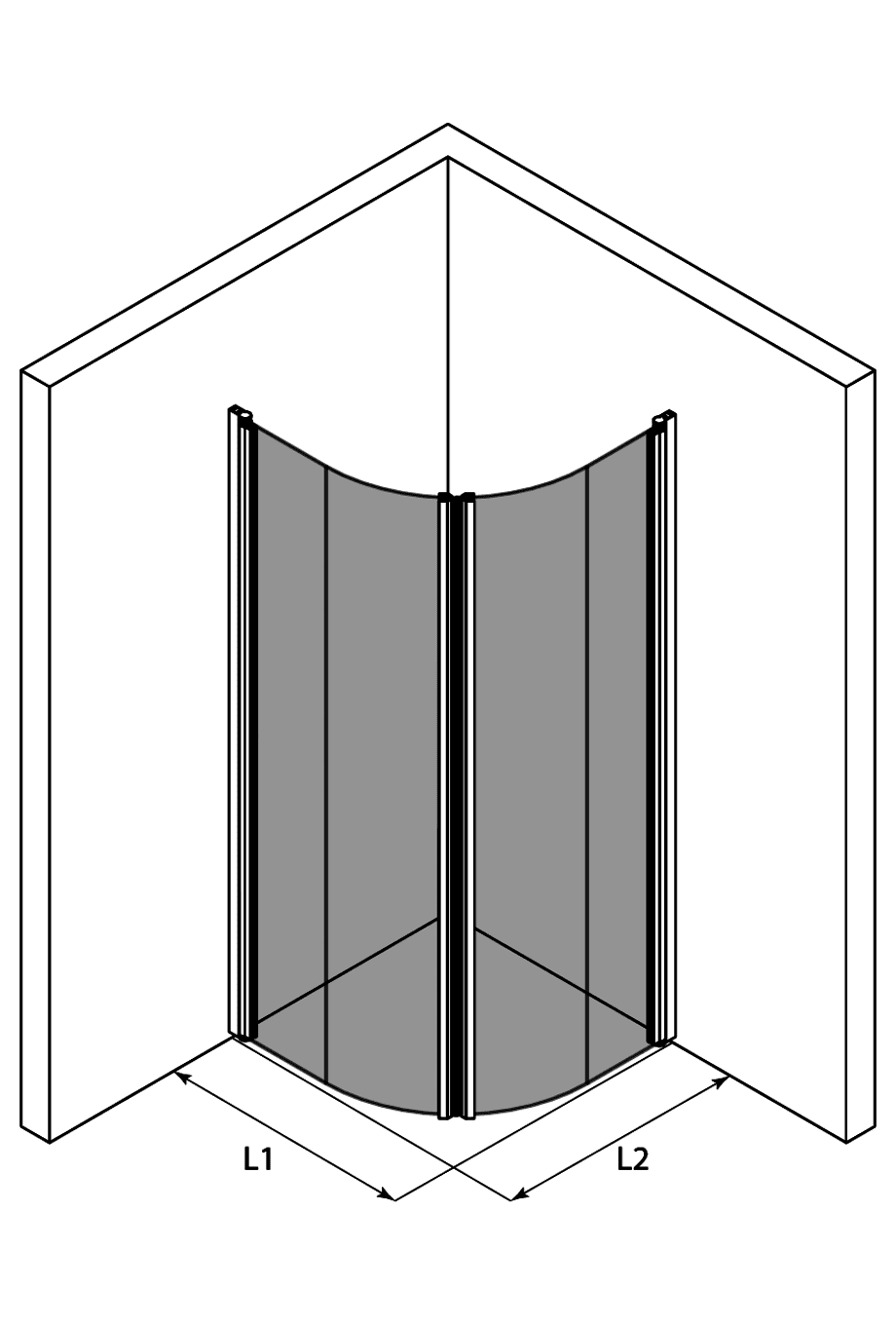 Rund duschhörna Hietakari Infinia 269, svängdörr + svängdörr – 3