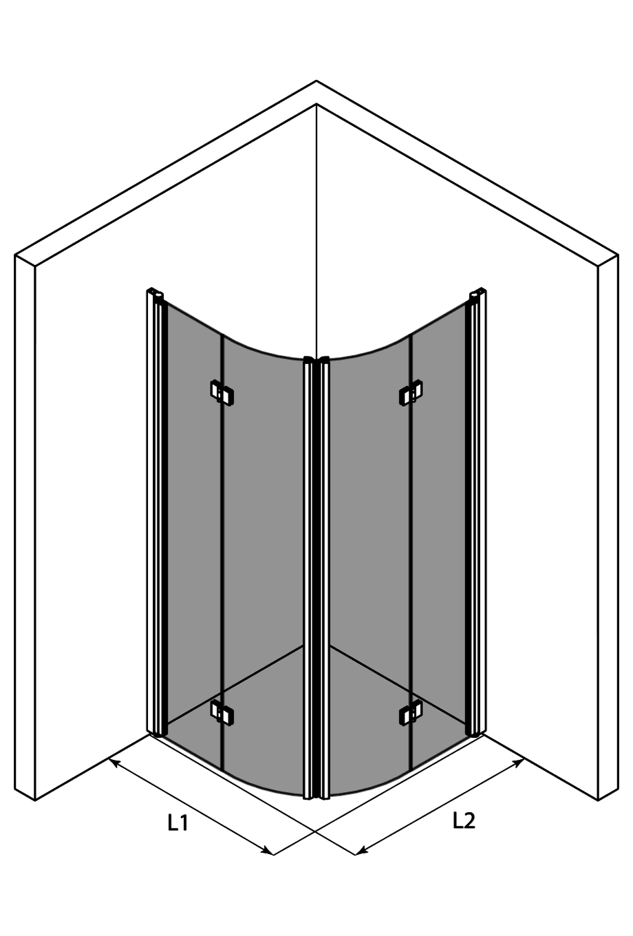Rund duschhörna Hietakari Infinia 273 – 3D-ritning Rund duschhörna Hietakari Infinia 273 – 3D-ritning