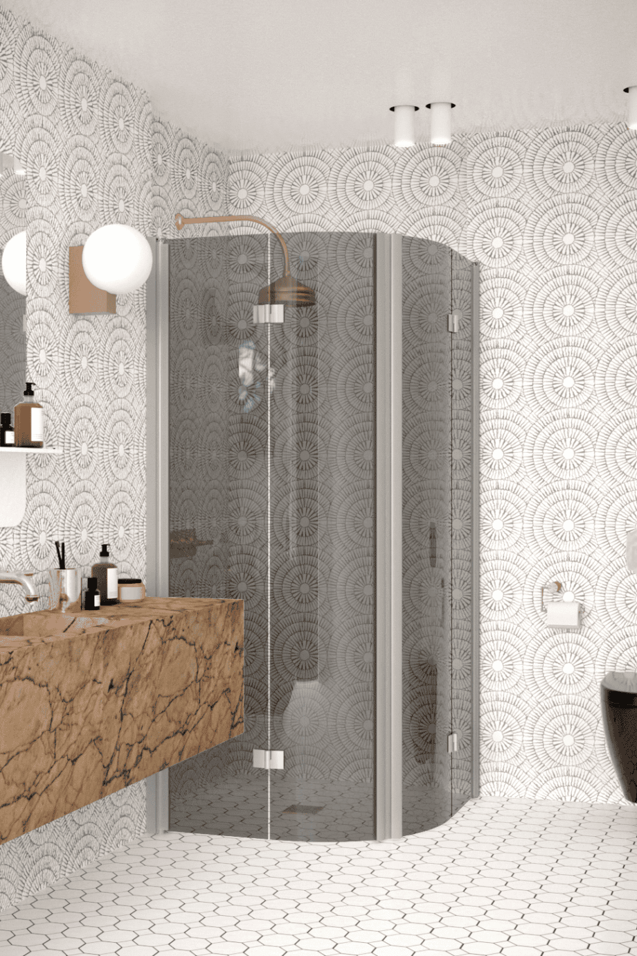 Rund duschhörna Hietakari Infinia 273, aluminiumram, grått tonat glas Rund duschhörna Hietakari Infinia 273, aluminiumram, grått tonat glas