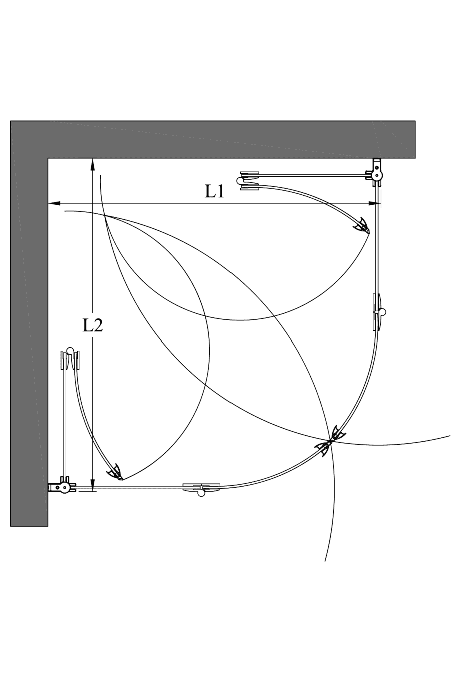 Rund duschhörna Hietakari Infinia 273, vikdörr + vikdörr – 2