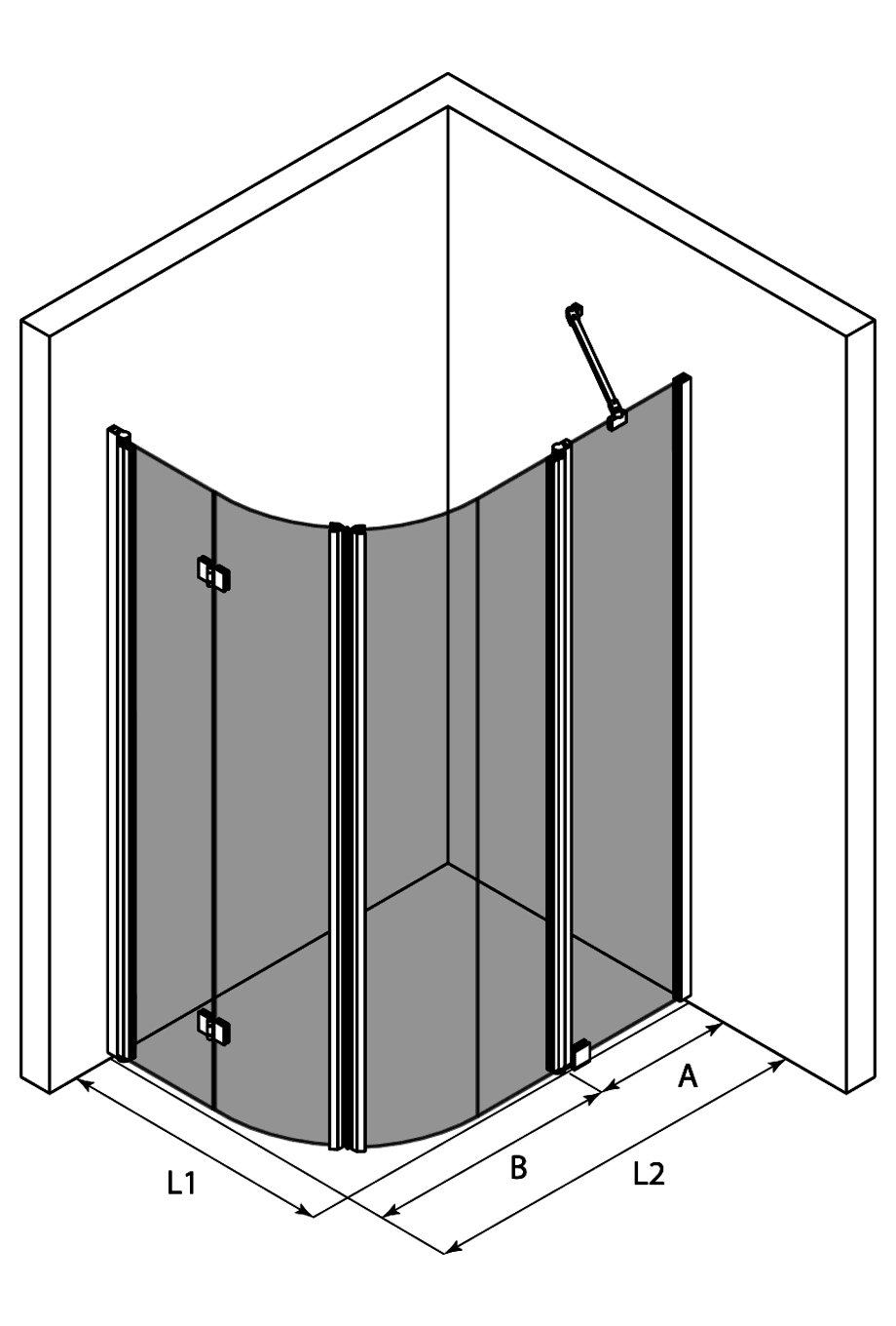 Rund duschhörna Hietakari Infinia 274 – 3D-ritning Rund duschhörna Hietakari Infinia 274 – 3D-ritning