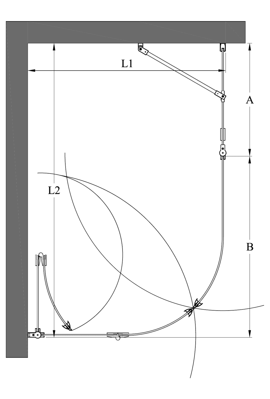 Rund duschhörna Hietakari Infinia 274, vikdörr + svängdörr med fast del – 2