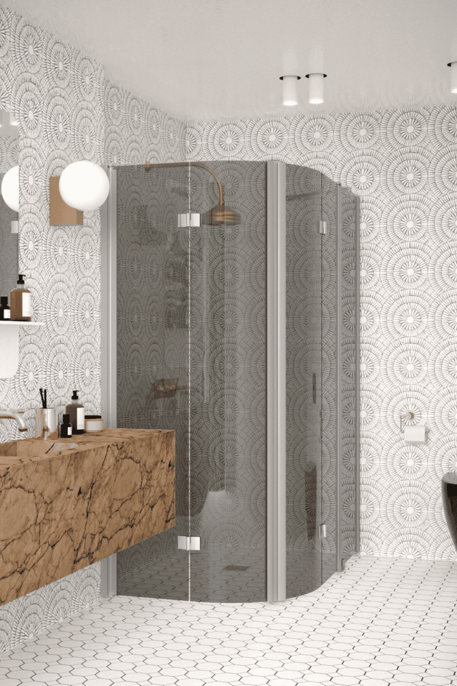 Rund duschhörna Hietakari Infinia 275, aluminiumram, grått tonat glas Rund duschhörna Hietakari Infinia 275, aluminiumram, grått tonat glas