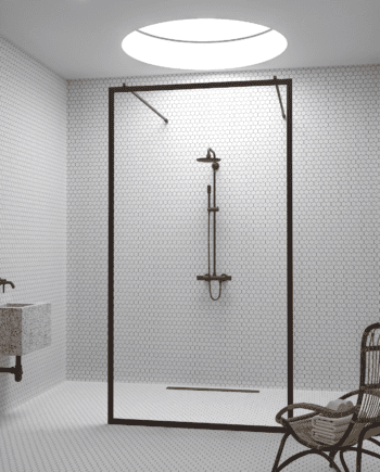 Walk-in-duschvägg Hietakari Bläk 712 New York, vit ram, klart glas