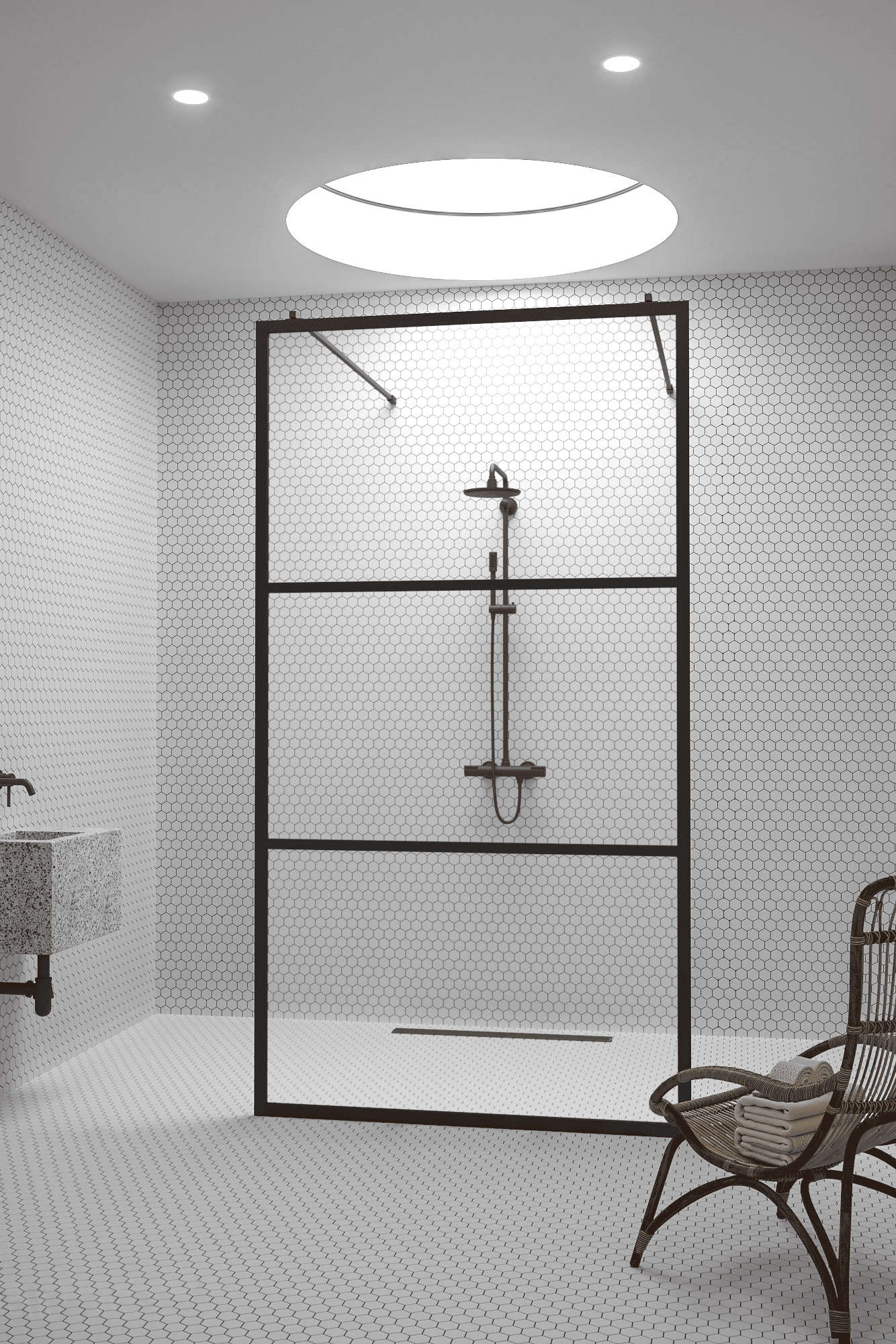 Walk-in-duschvägg Hietakari Bläk 713 Tokyo, svart ram, klart glas Walk-in-duschvägg Hietakari Bläk 713 Tokyo, svart ram, klart glas