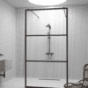 Walk-in-duschvägg Hietakari Bläk 713 Tokyo, vit ram, grått tonat glas Walk-in-duschvägg Hietakari Bläk 713 Tokyo, vit ram, grått tonat glas