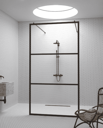 Walk-in-duschvägg Hietakari Bläk 713 Tokyo, vit ram, klart glas