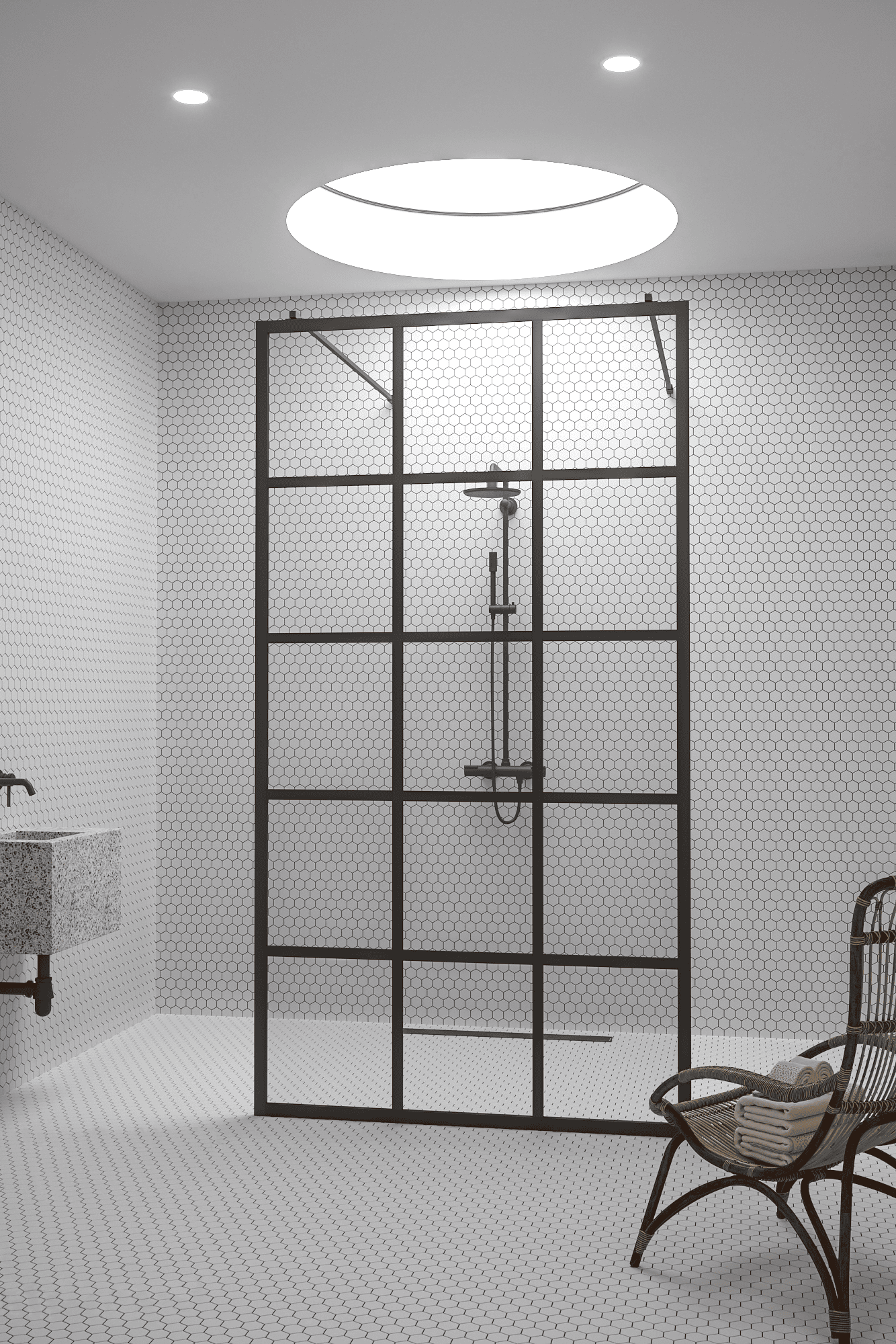 Walk-in-duschvägg Hietakari Bläk 714 Paris, svart ram, klart glas Walk-in-duschvägg Hietakari Bläk 714 Paris, svart ram, klart glas