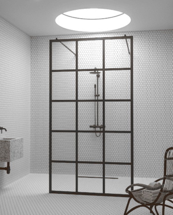 Walk-in-duschvägg Hietakari Bläk 714 Paris, vit ram, klart glas
