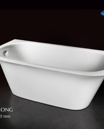Badkar PAA Vario Long – för inbyggnad, Cast Stone, blank stenkomposit, rundade hörn B och C, 166 cm