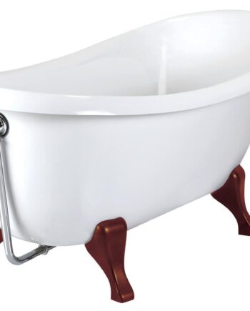 Badkar PAA Victoria – fristående, Silkstone, matt stenkomposit, Wooden-fötter i ask, 170 cm