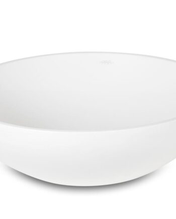 Tvättställ PAA Round ON – för bänkskiva, Cast Stone, blank stenkomposit, förkromad bottenventil