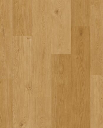 Vinüülparkett Quick-Step Blos Coast Oak Honey naturaalse tamme tooniga ja tammest põrandalaud disainiga.