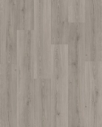Vinyylilankku Quick Step Bloom Botanic Grey, moderni vaaleanharmaa sävy ja lankkudesign.