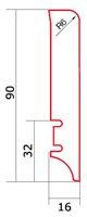 Fanerad golvlist ek lackad P61, 90x16x2200 mm – 2