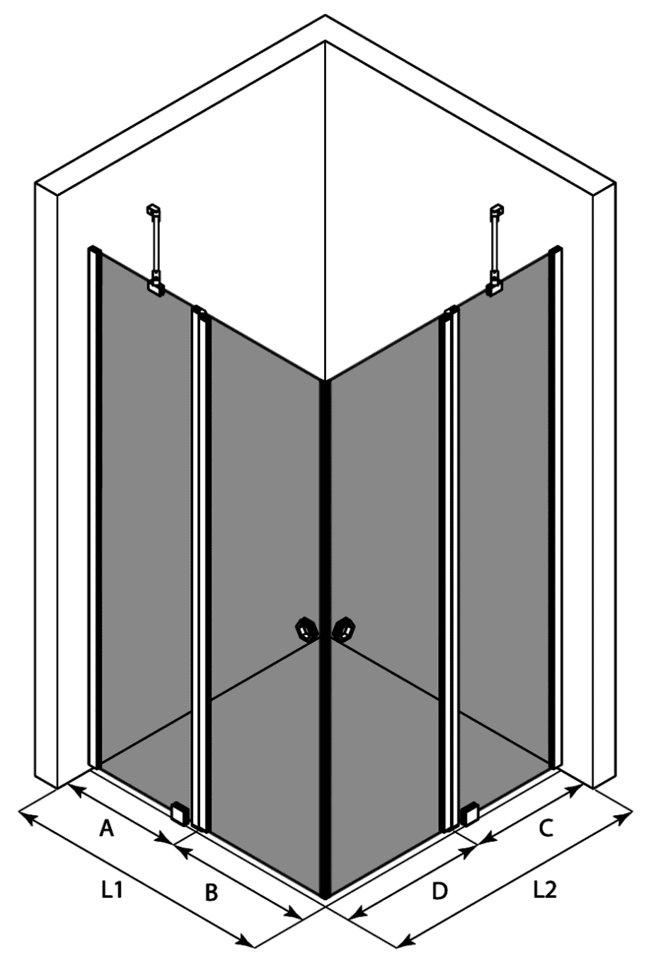 Duschhörna Hietakari Forma 379 – 3D-ritning