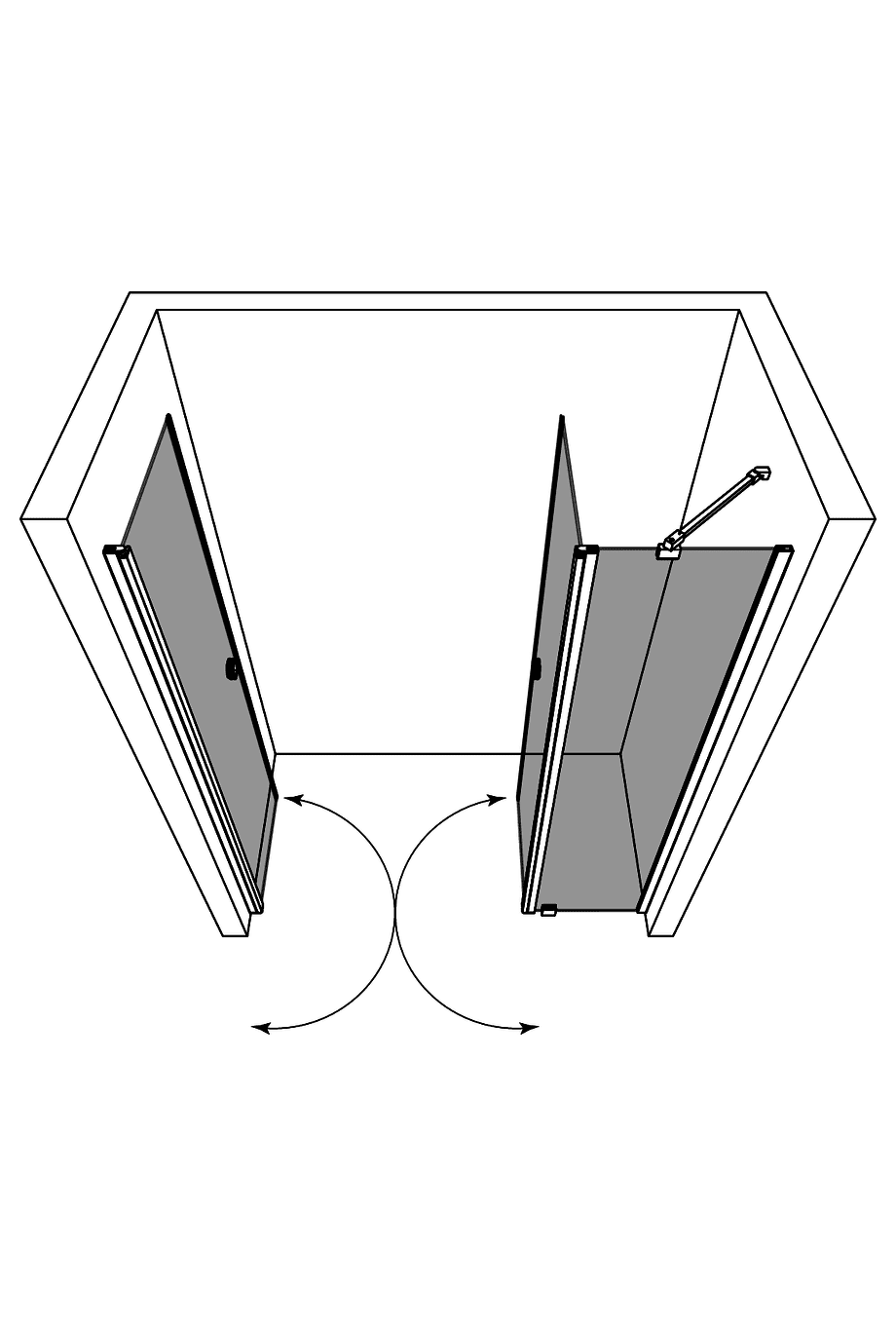 Duschvägg för nisch Hietakari Forma 323 – 3D-ritning 2 Duschvägg för nisch Hietakari Forma 323 – 3D-ritning 2