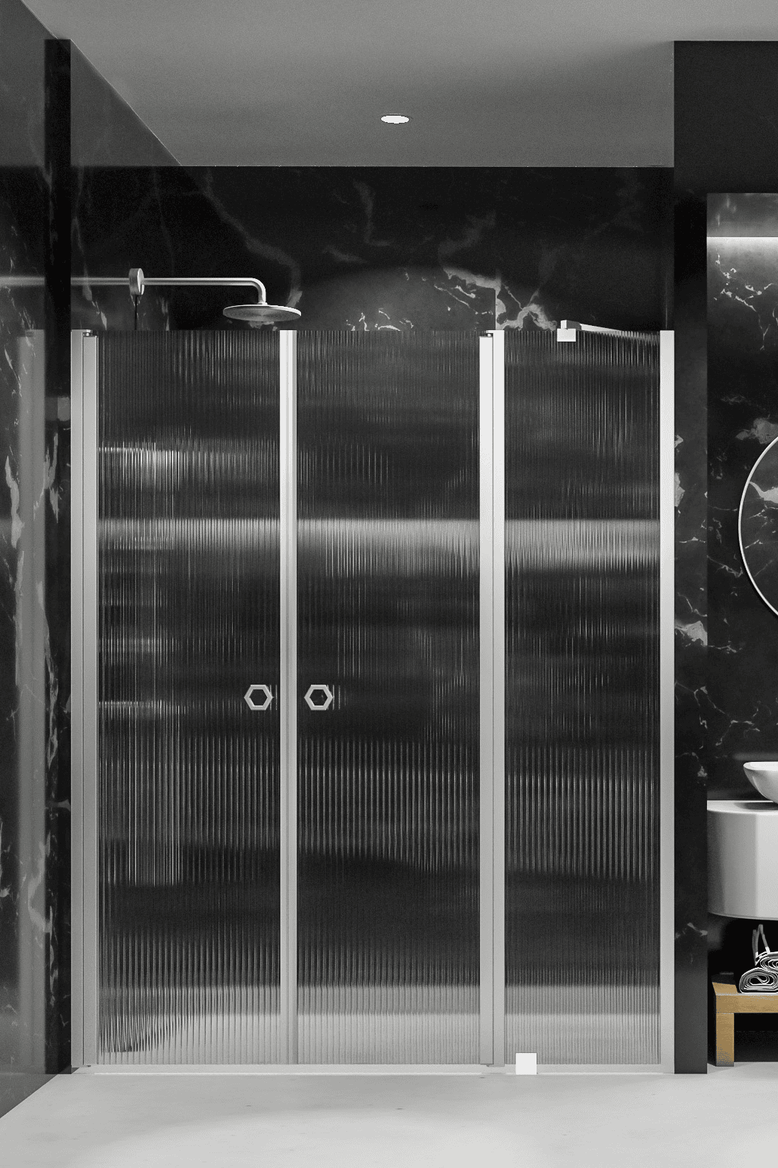 Duschvägg för nisch Hietakari Forma 323, aluminiumram, klart glas Duschvägg för nisch Hietakari Forma 323, aluminiumram, klart glas