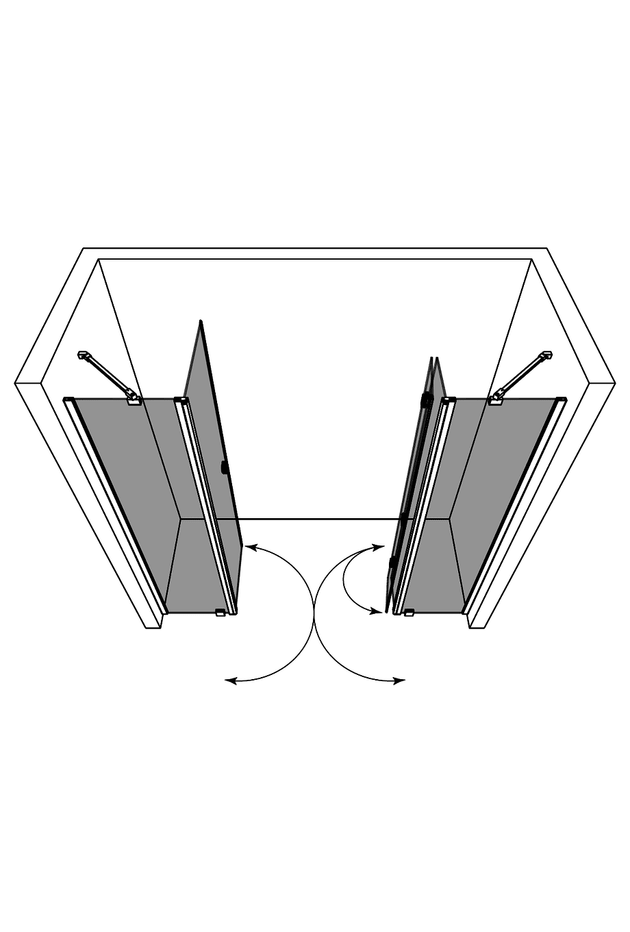 Duschvägg för nisch Hietakari Forma 329 – 3D-ritning 2 Duschvägg för nisch Hietakari Forma 329 – 3D-ritning 2