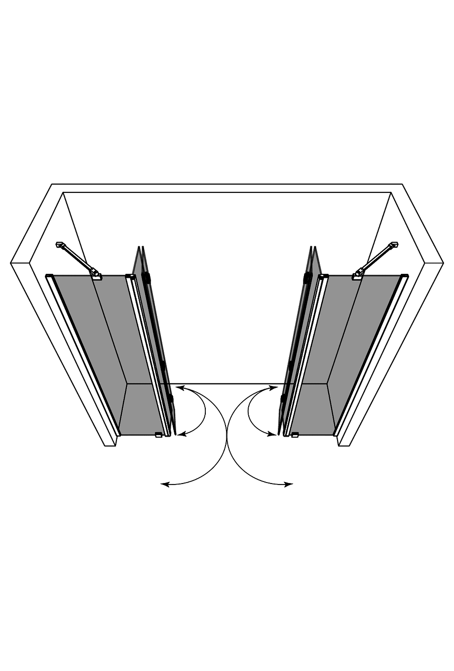Duschvägg för nisch Hietakari Forma 330 – 3D-ritning 2 Duschvägg för nisch Hietakari Forma 330 – 3D-ritning 2