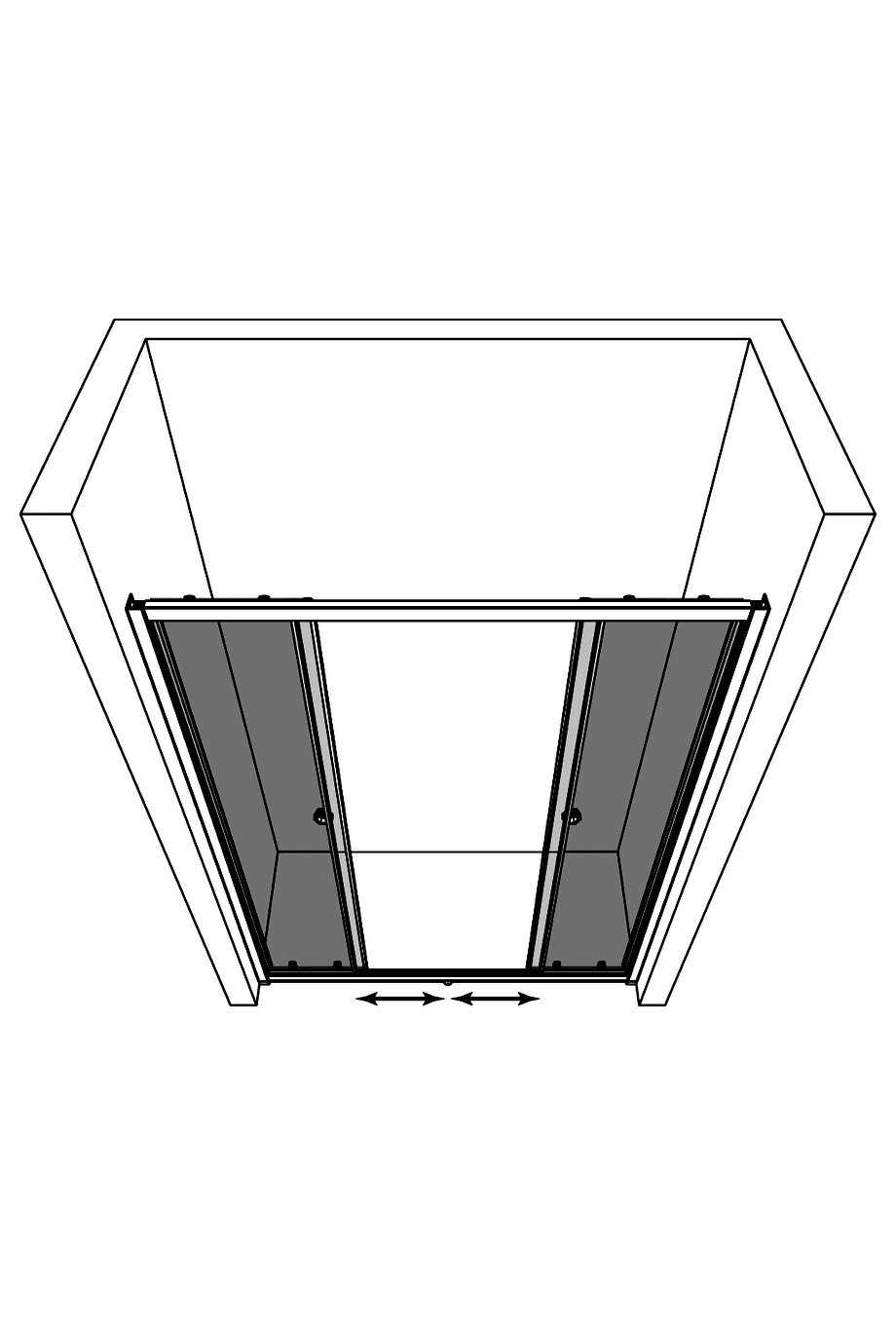 Duschvägg för nisch Hietakari Forma 464 – 3D-ritning Duschvägg för nisch Hietakari Forma 464 – 3D-ritning